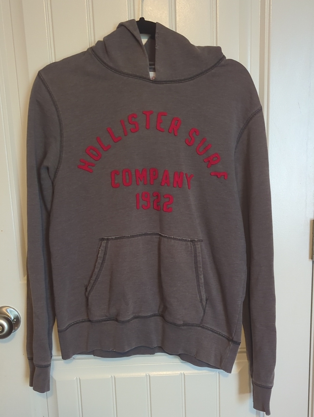 Vintage Hollister Gray Hoodie with Red Appliqué Logo